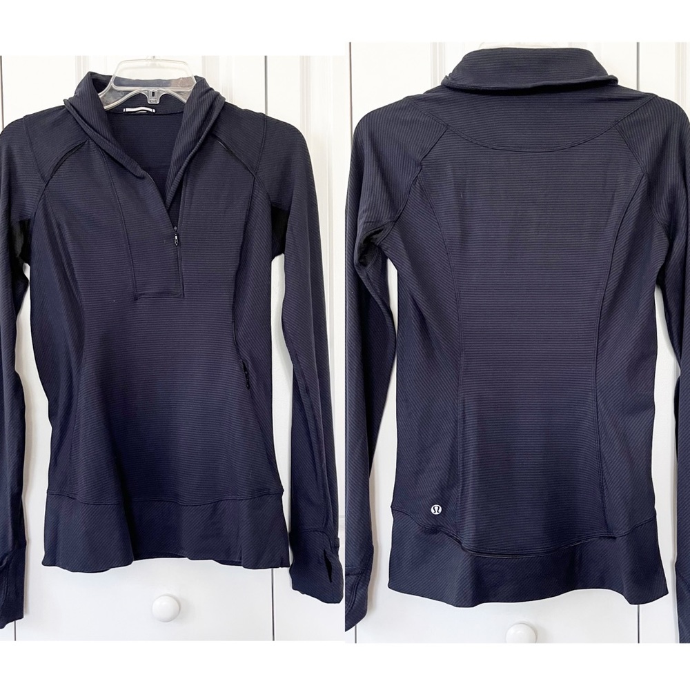 Lululemon Athletica blue with black stripes Think Fast Pullover